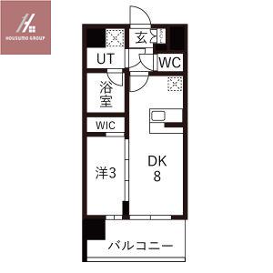 エスリードレジデンス玉造ザ・イースト(1LDK/12階)の間取り写真