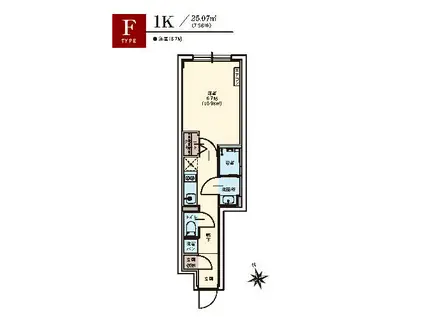 羽田六間堀レジデンス(1K/1階)の間取り写真