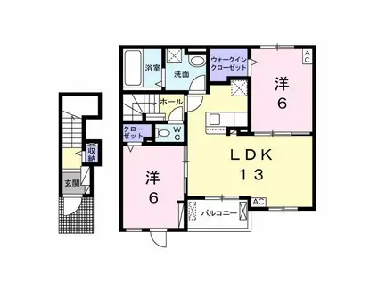 ジュゼルゥ(2LDK/2階)の間取り写真