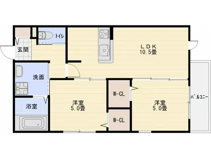 ヘーベルメゾンデュオ(2LDK/2階)の間取り写真