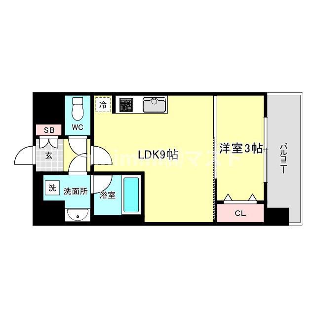 スプランディッド弁天町ウエスト(1LDK/2階)の間取り写真