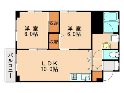 シャトレ南公園(2LDK/5階)の間取り写真