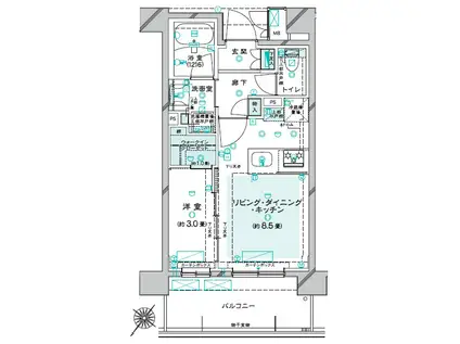 ルネサンスシティ川口並木ザ・レジデンス(1LDK/8階)の間取り写真