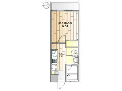 ヒルサイドクレソン(1K/2階)の間取り写真