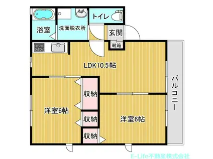 サンハイツ松山(2LDK/2階)の間取り写真
