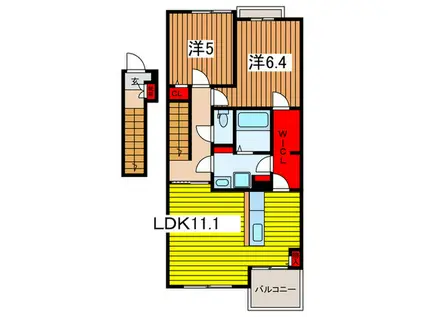 グランシャルム(2LDK/1階)の間取り写真