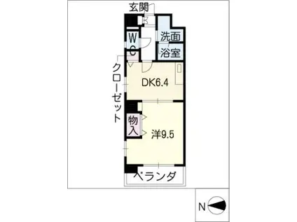 レジデンスカープ今池(1DK/5階)の間取り写真