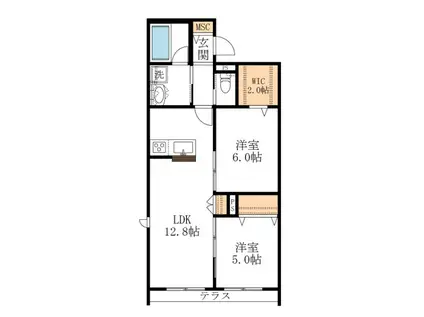 ラ カーザ ドルチェ(2LDK/1階)の間取り写真