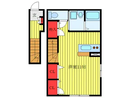 THIRD BRANCH(ワンルーム/2階)の間取り写真