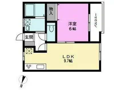 グラフィス(1LDK/2階)の間取り写真