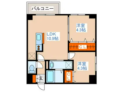 プライマル札幌琴似(2LDK/5階)の間取り写真