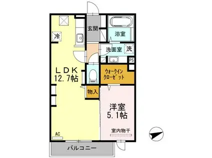 パラシオ(1LDK/1階)の間取り写真