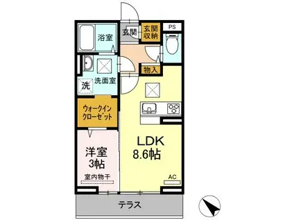 プレサーブ日の出II(1LDK/1階)の間取り写真