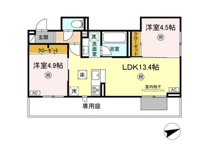 D-ROOM伊賀駅東(2LDK/1階)の間取り写真