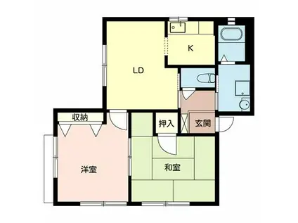 コーポ ルミエ B棟(2LDK/1階)の間取り写真