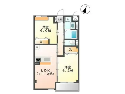 おおたかの森UNIVALY S(2LDK/2階)の間取り写真