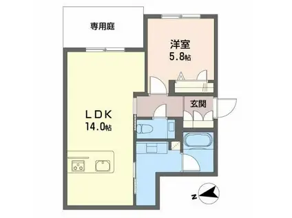 プロムナードつばさ(1LDK/1階)の間取り写真