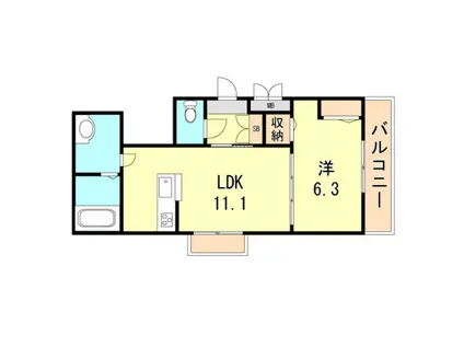 シャーメゾンN(1LDK/3階)の間取り写真