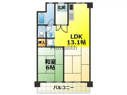 泉北原山台1丁3号棟(1LDK/11階)の間取り写真