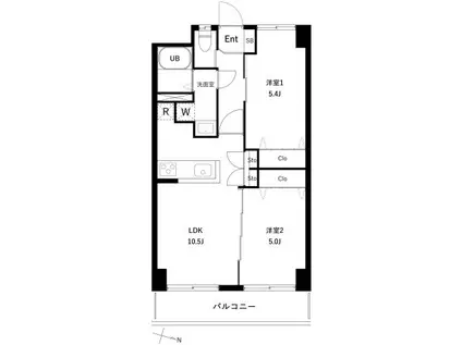 PARK MODERN つつじヶ丘(2LDK/11階)の間取り写真