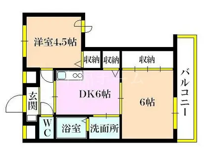 メゾンクレール(2DK/4階)の間取り写真