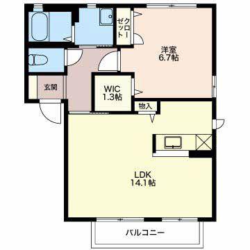 MASTTOWNFUCHU A棟(1LDK/2階)の間取り写真