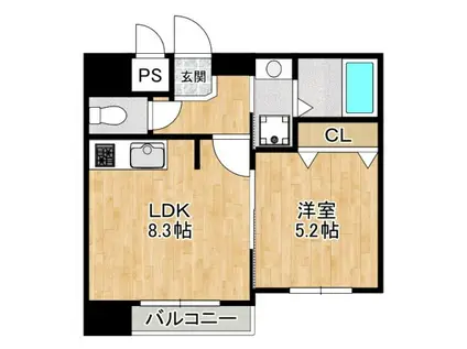 プレアデス千里山田(1DK/1階)の間取り写真