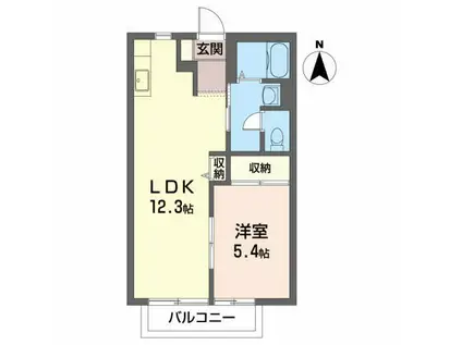 MY HOUSE I(1LDK/1階)の間取り写真