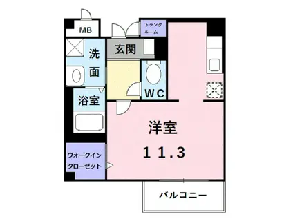 フォチュネイト(ワンルーム/2階)の間取り写真
