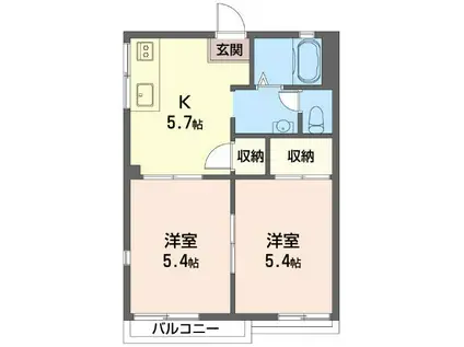 キャロット本郷台C(2DK/2階)の間取り写真