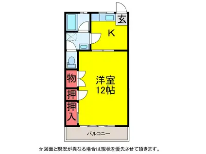 エスケイハイツB(2K/1階)の間取り写真