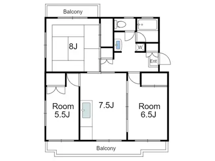 メゾン宮前8号棟(3DK/2階)の間取り写真