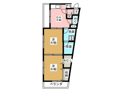 オーシャンヴィレッジ2(2DK/2階)の間取り写真