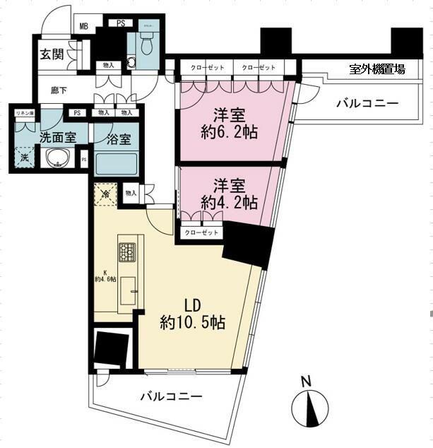 ザ・パークハウス西麻布レジデンス(2LDK/7階)の間取り写真