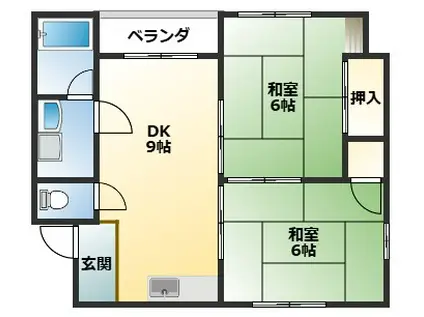 宝マンション(2DK/3階)の間取り写真