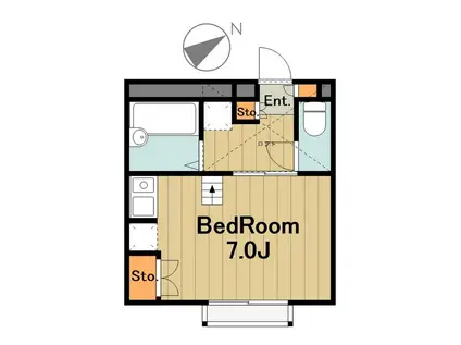 カーサ矢部(ワンルーム/1階)の間取り写真