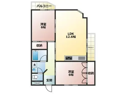 ラピュタ宮前(2LDK/4階)の間取り写真