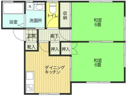 コーポリバーサイド(2DK/2階)の間取り写真