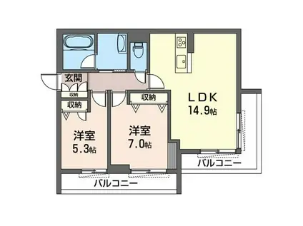 アメニティーなかにしV(2LDK/3階)の間取り写真
