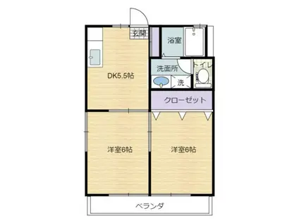 ワタユウハイツ(2DK/1階)の間取り写真