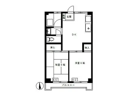 ニューコーポ石川(2DK/3階)の間取り写真