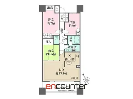 パークハウス清澄白河リバーサイド(3LDK/14階)の間取り写真