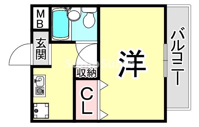 ドムールコスモス魚崎南(1K/4階)の間取り写真