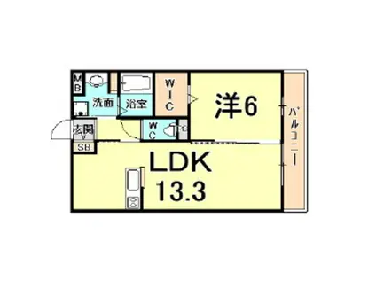 ペルル2(1LDK/1階)の間取り写真