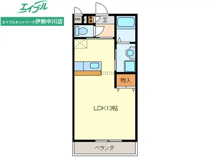 リジェール21(ワンルーム/1階)の間取り写真