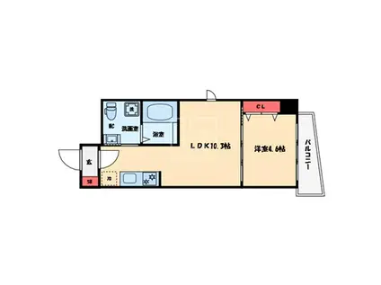 エステムコート 難波イーストレオルガ(1LDK/3階)の間取り写真