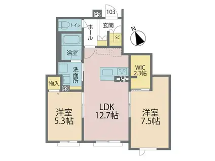 グランドプラム(2LDK/1階)の間取り写真