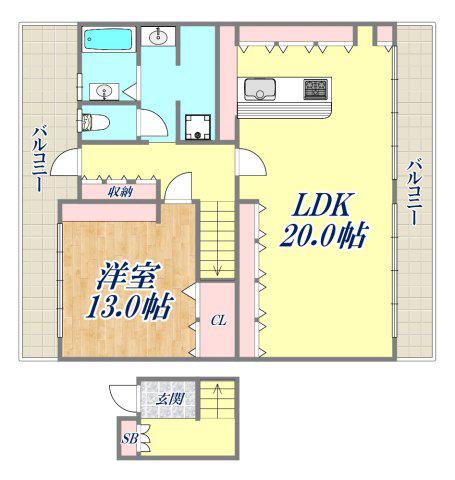 メゾン西宮(1LDK/2階)の間取り写真