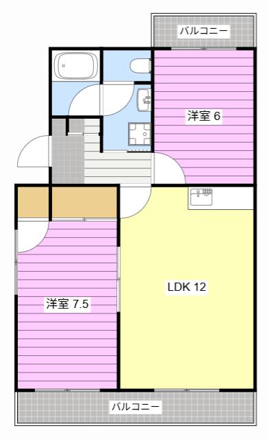 オズハウス6(2LDK/2階)の間取り写真