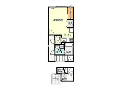 アバンティ安養坊A棟(ワンルーム/2階)の間取り写真